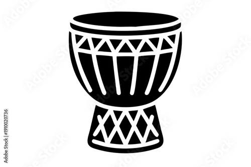 djembe drum silhouette illustration for percussion music and traditional African instrument design