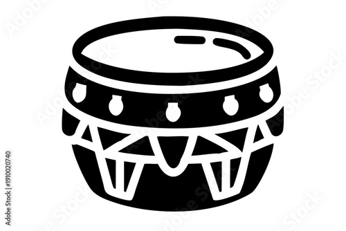 hand drum silhouette illustration for percussion music and traditional instrument design