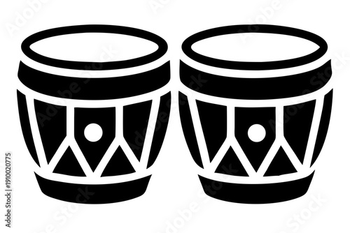 bongo drum silhouette illustration for percussion music and rhythm instrument design