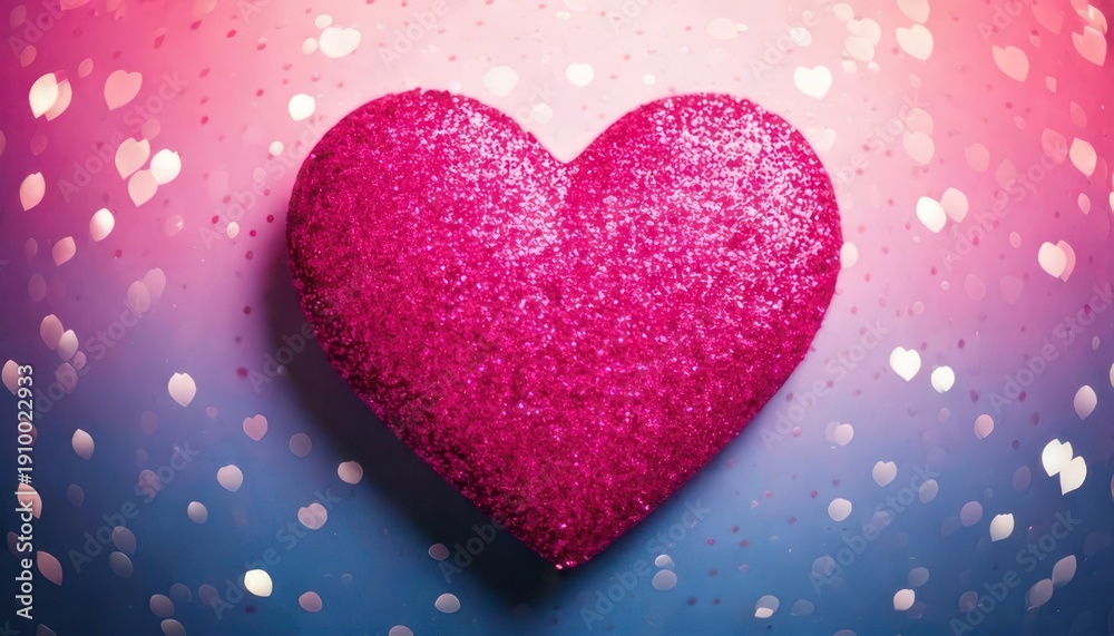 Obraz premium Sparkling Pink Heart on a Festive Background for Valentines Day.