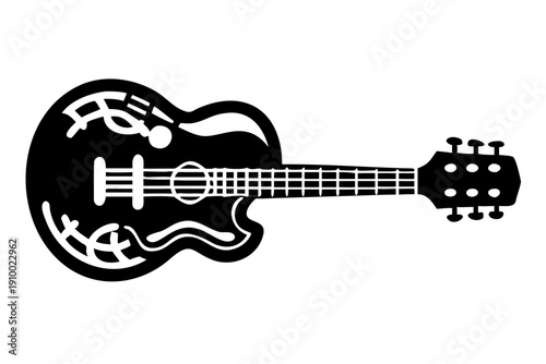 jazz guitar silhouette illustration for live music performance and string instrument design