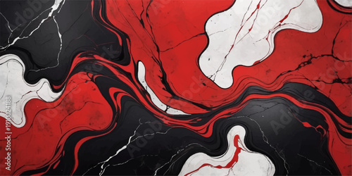 A grunge red and white paint texture design features a dark blood splatter pattern and a silhouette shape, perfect for a Japan flag or Halloween banner illustration