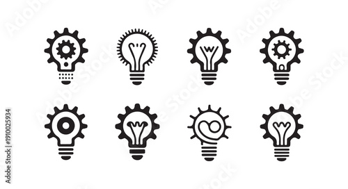 Industrial engineering lightbulb symbols for technical maintenance and mechanical innovation