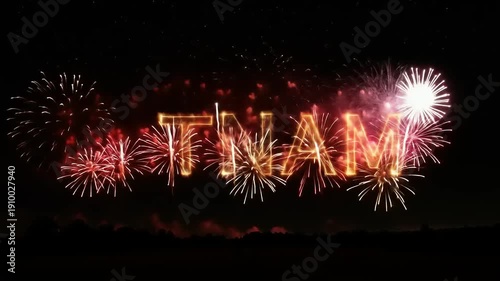 New Year Fireworks Display at Night.