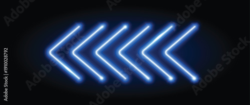  blue neon arrow elements blue glowing led direction sign