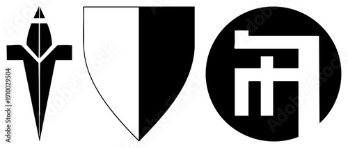 Traditional Japanese family, mon symbols, emblems, clan insignias, feudal house marks, clan badges, stylized.