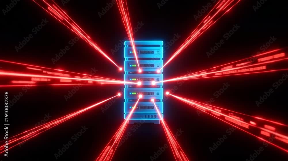 custom made wallpaper toronto digitalFuturistic Blue Server Rack with Red Data Streams and Light Beams