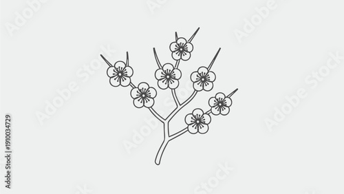 Simple Line Drawing of Floral Branch
