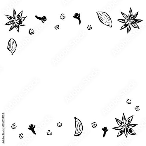 Mixed Spice Border Frame Monochrome Template