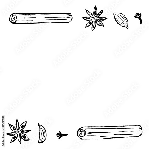 Cinnamon and Star Anise Simple Frame Sketch