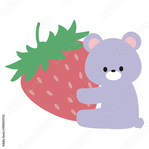 苺を抱えるクマのイラスト