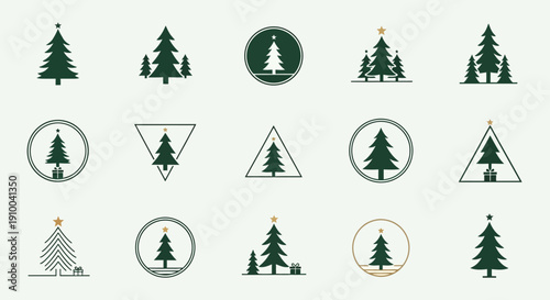 Christmas tree vector icons set, holiday design