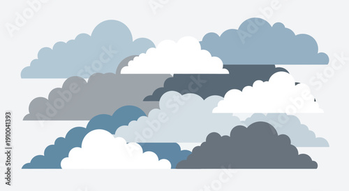 Cloudy Sky Vector Illustration, Weather Forecast Concept
