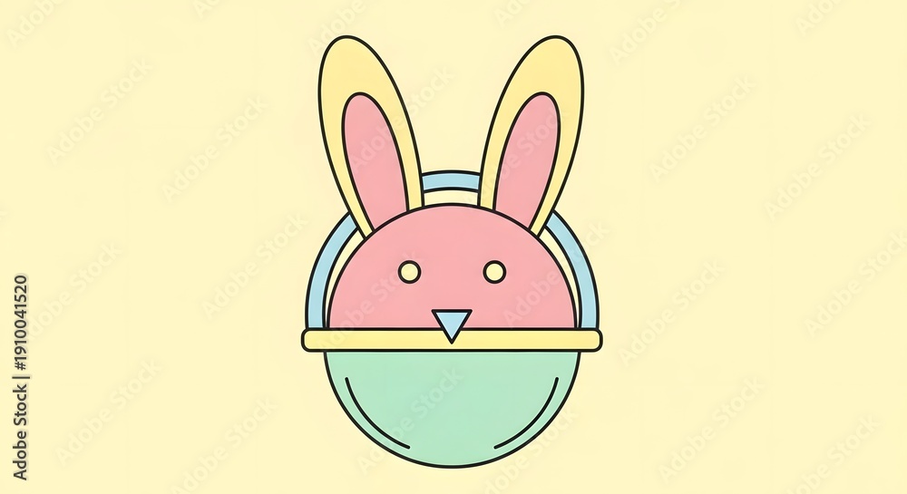 Fototapeta premium Easter bunny face in a basket icon