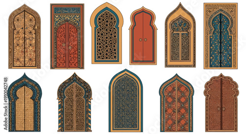 Collection of Ornate Islamic Doors and Arches