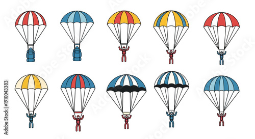 Colorful parachutes collection vector illustration