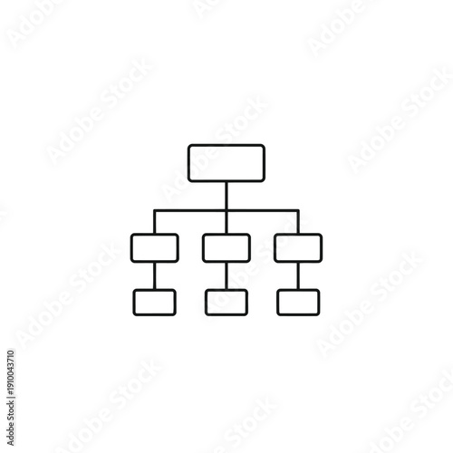 A diagram of a hierarchical organizational structure with a top level and three sub-levels