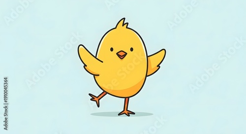 Cute cartoon chick with wings raised, happy expression