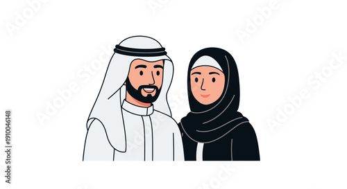 Arab man and woman in traditional clothing.