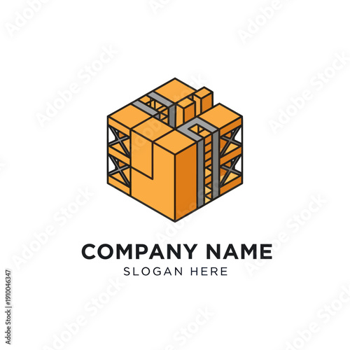 Stacked Shipping Containers with Metal Frames.