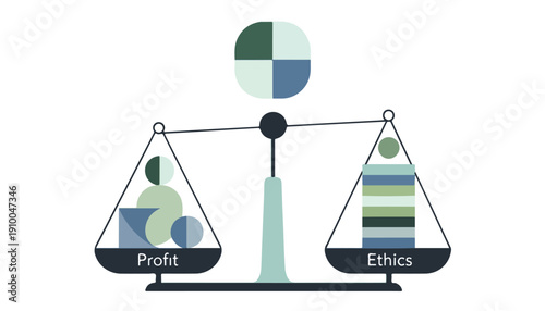 A visual representation of a balance scale weighing profit against ethics, symbolizing corporate social responsibility.