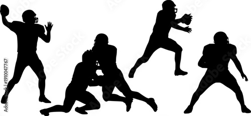vector silhouettes of football players set