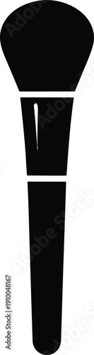 Black Makeup Brush with White Accents on Handle and Ferrule