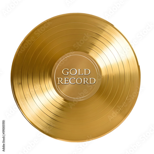 Shiny Gold Record Award Isolated on White Background on transparent background