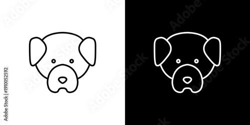 Modern Outline Dog Face Icon. Simple Puppy Head Line Art Vector Illustration. Minimalist Pet Animal Symbol for Web and App Design