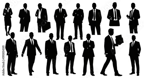 Silhouettes of Business People in Professional Attire.