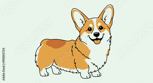 Happy Corgi Dog Standing and Smiling.