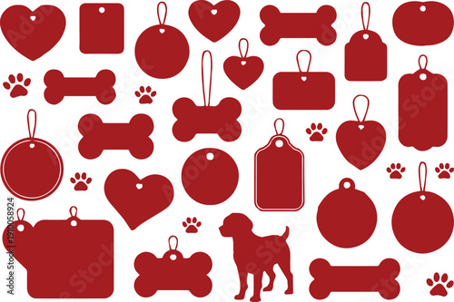 dog tag templates blank id pendant shapes paw print dog outline set