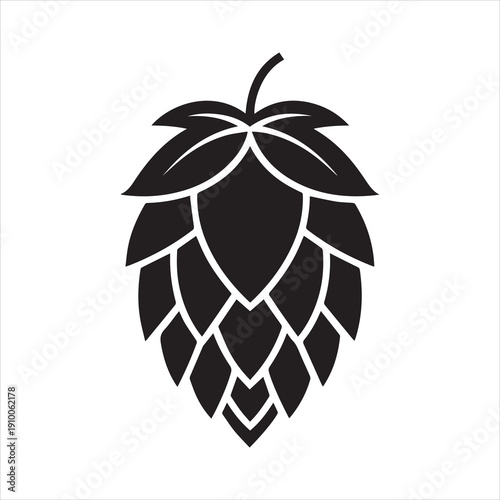 Hops cone Vector, Silhouette, Illustration