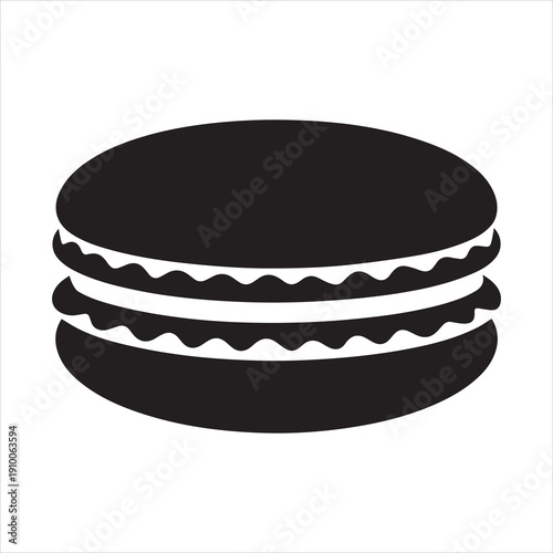 Macaron with filling visible Vector, Silhouette, Illustration
