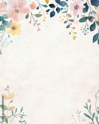 Floral Border Design with Delicate Watercolor Elements