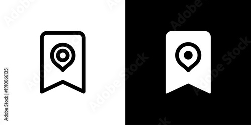 Bookmark icon concept with flat Black White Background. Vector illustration.