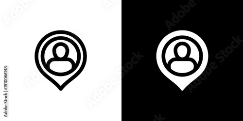 Person icon concept with flat Black White Background. Vector illustration.