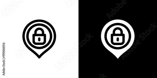 Locked icon concept with flat Black White Background. Vector illustration.