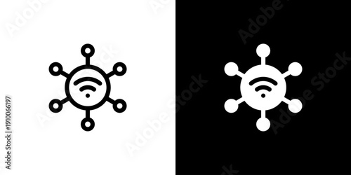 Wifi icon concept with flat Black White Background. Vector illustration.