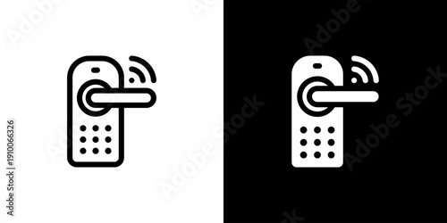 Smart Door icon concept with flat Black White Background. Vector illustration.