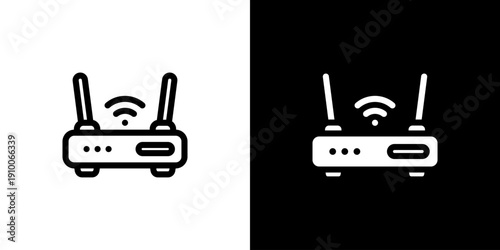 Modem icon concept with flat Black White Background. Vector illustration.