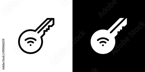 Smart Key icon concept with flat Black White Background. Vector illustration.