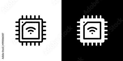 Chip icon concept with flat Black White Background. Vector illustration.