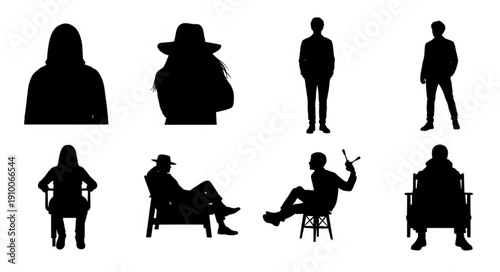 Collection of Diverse Human Silhouettes in Various Poses.
