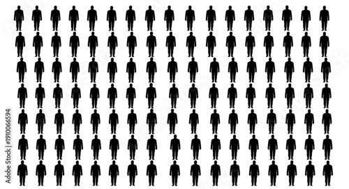 Crowd of Silhouetted People Standing in Rows.