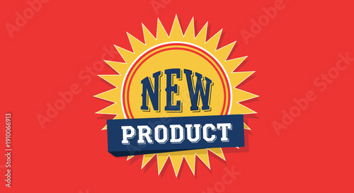 Vibrant graphic badge for a new product launch, ideal for marketing campaigns, retail promotions, and website announcements, showcasing a fresh release