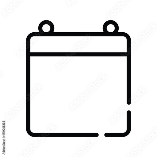 A minimalist black and white line drawing of a calendar page, representing dates and appointments. Event and Calendar single line icon UI design.