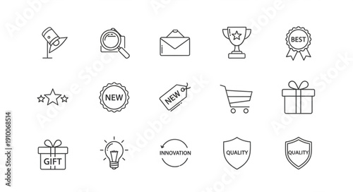 Collection of hand-drawn business and marketing icons.