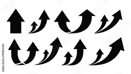 A collection of various arrow icons pointing in different directions isolated on white background, Vector