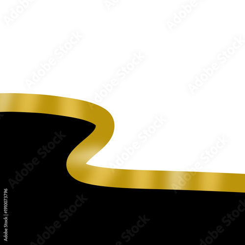 Abstract Gold Ribbon Wave on Black Background